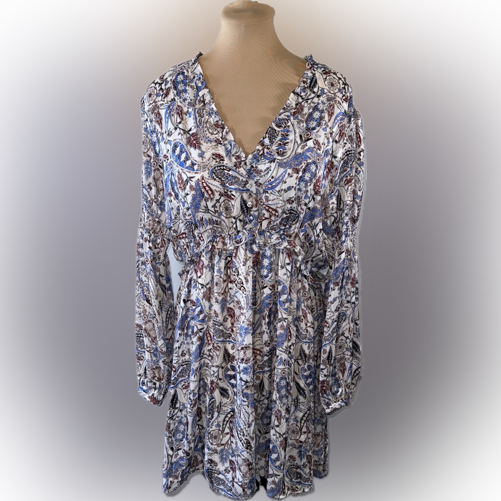 Zara Long Sleeve Paisley Floral Boho Dress